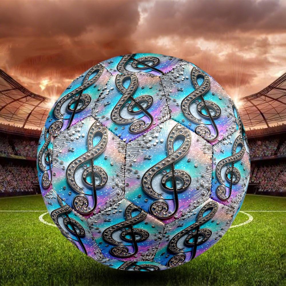 Piano Note Indoor Soccer Ball Size 5 Colorful All Ages Machine Stitched PVC Competition Ready Durable High-Bounce