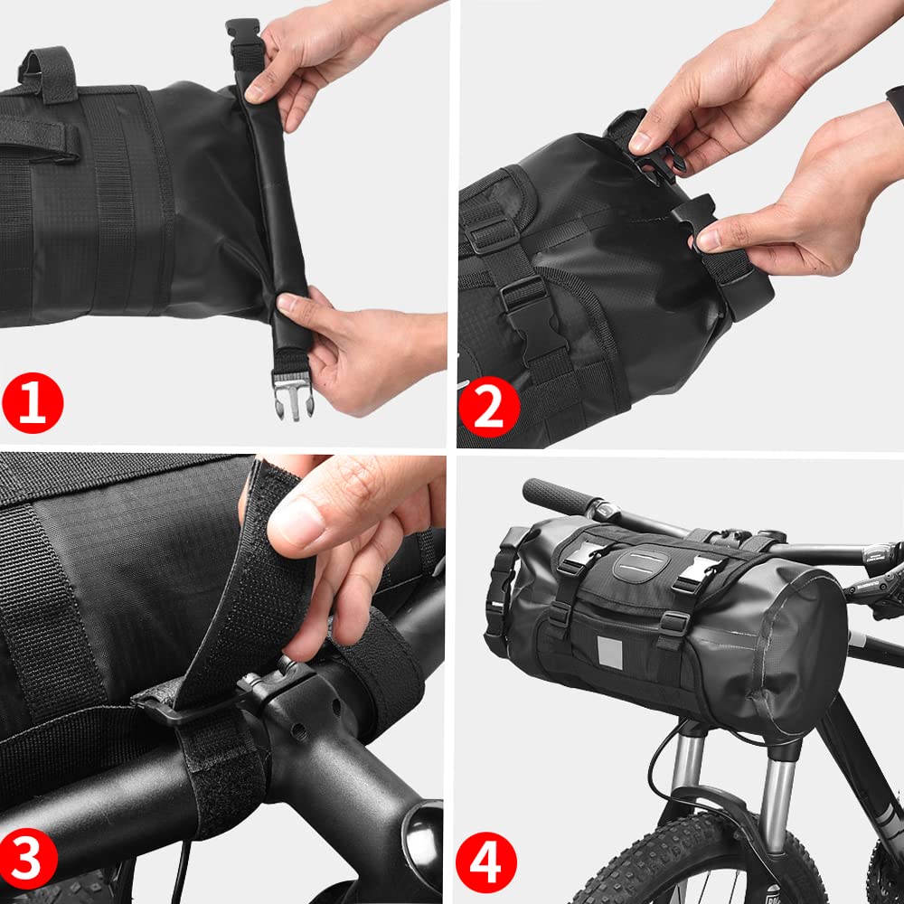 YUEFU Waterproof Bicycle Handlebar Front Bicycle Dry Pack Large Capacity Cycling Front Storage Bag for Road and Mountain Bikes Bag, Bikes, MTBs,