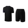 Li-Ning Round Neck Short Sleeve Mid Waist Tied Casual Sports Suit Men Suit Black AATU053-1