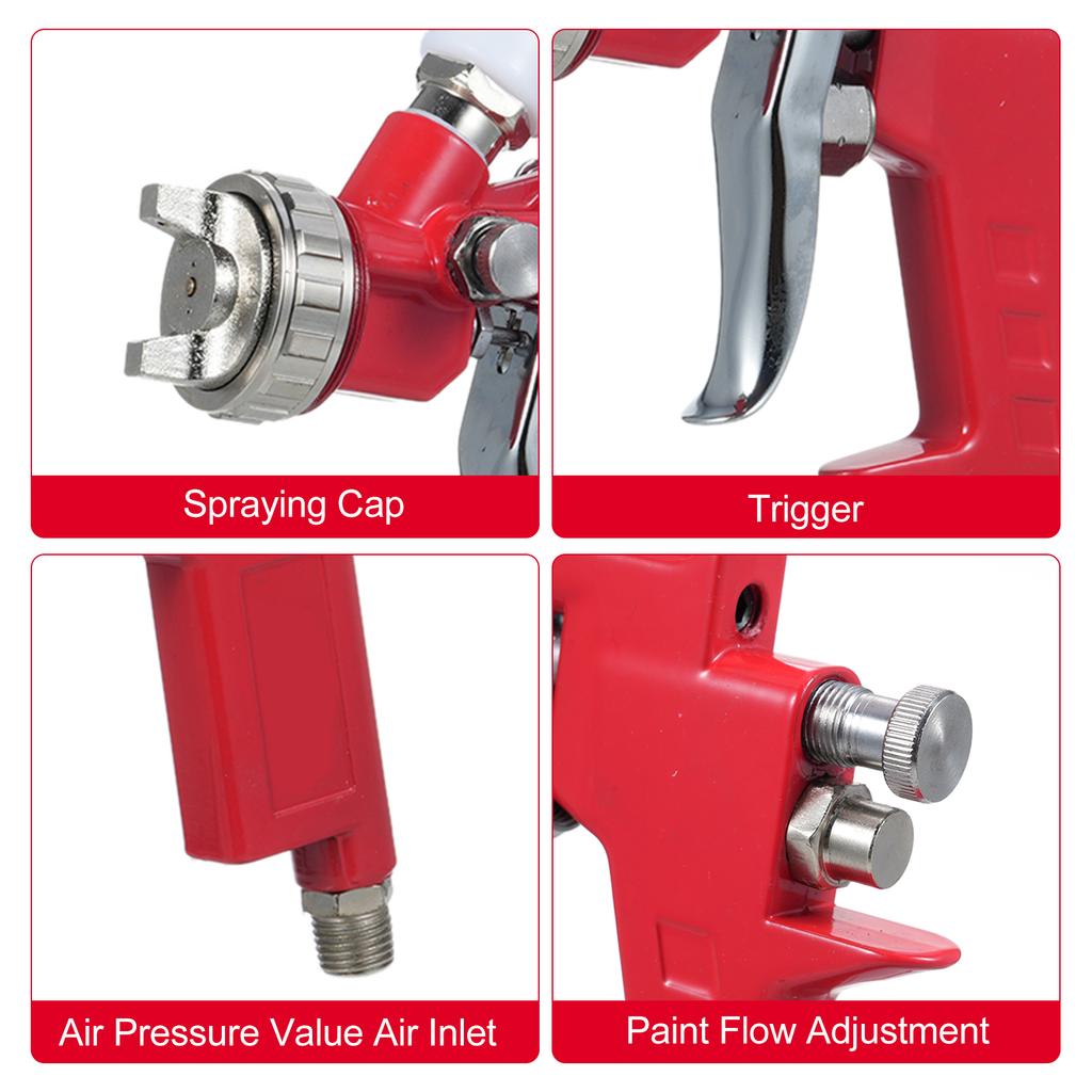Mini Spray Machine Air Paint Sprayer Kit with 1.4mm Nozzle and 600ml Fluid Cup for Walls Automotive