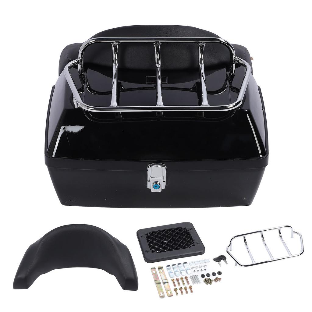 Motorcycle Rear Case 48L Universal Water Resistant with Lock Backrest Cushion Trunk Tail Luggage Box for Helmets
