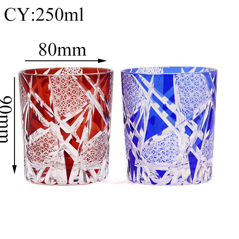 Edo Kiriko Drinking Glass Old Fashioned Crystal Whisky Cup For Scotch Bourbon Hand Cut Design Cocktail Glass With Gift Box 1PC