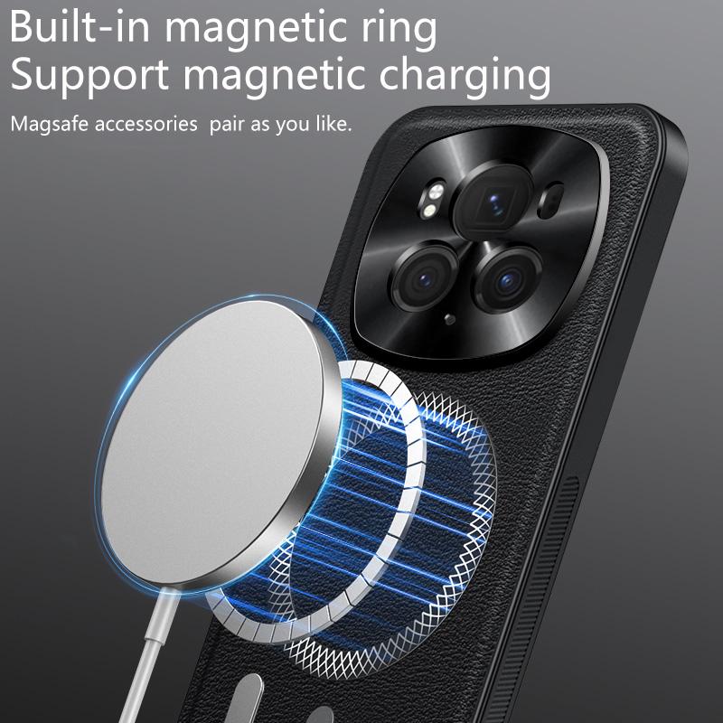 Pro Honor Magic 6 a Magic 6 Pro Pouzdro Magnetické Elegantní Kožené Odolné proti Opotřebení Objektiv Plně Kryté Protiskluzový Úchop Kryt Okraje Skořepina
