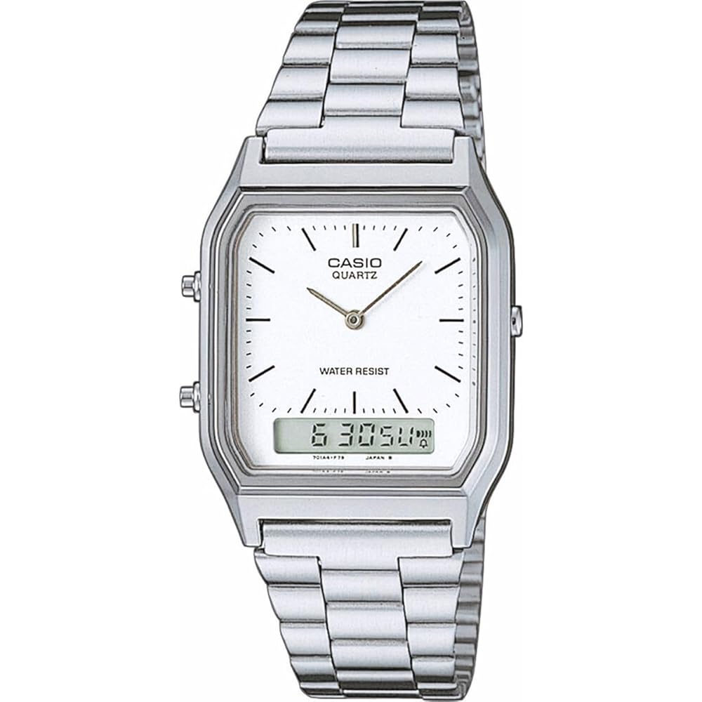 Casio Ana-Digi Vintage Series Quartz Watch AQ-230A-7DMQ Unisex Dual Time White