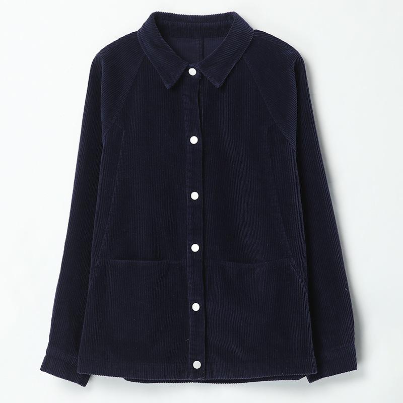 Corduroy Women's Plus Size Casual Short Jacket - Spring & Autumn Fashion for Middle-Aged