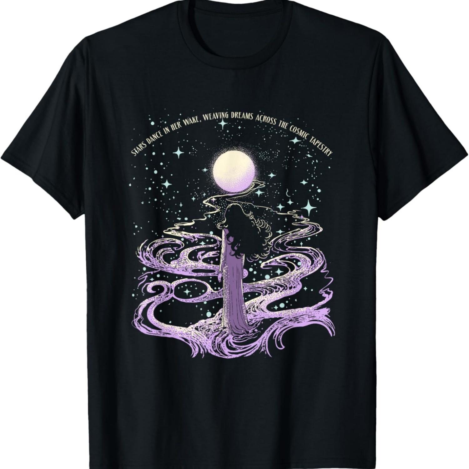 Dark Academia Cosmic Celestial Galaxy Space Sky Goddess T-Shirt S чёрный