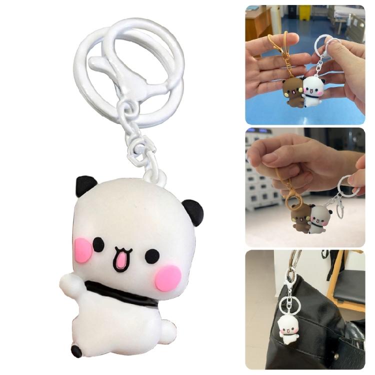 Magnetic Closure Panda Keychain Pendant Decoration Cute Cartoon Design Backpack Charm Gift for Students 1pc/2pcs