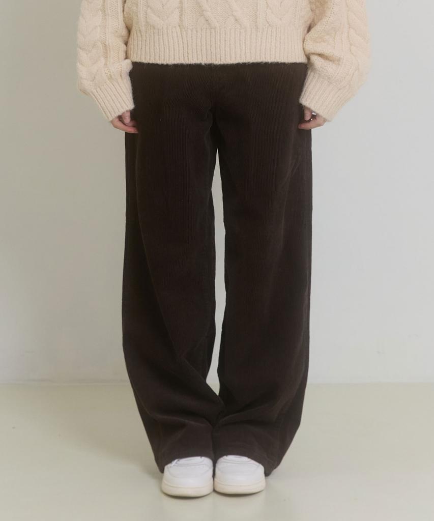 Hillioteu Corduroy Long Wide Pants_Brown