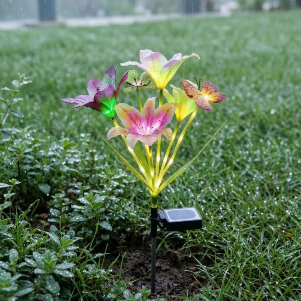 Waterproof LED Landscape Lamp Butterfly Design Solar Lights Solar Flower Lights  Outdoor