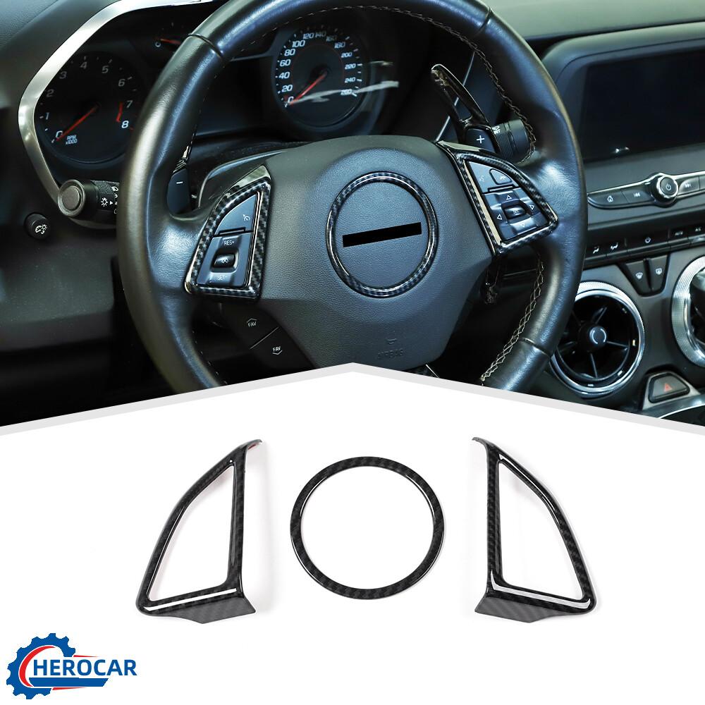 Carbon Fiber Steering Wheel Trim Decor Cover Full Kit for Chevrolet Camaro 2017+