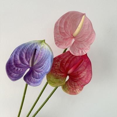 NOWY Wielokolorowy Sztuczny Mały Anturium 60cm Miękki Gumowy Sztuczny Czerwona Palma Real Touch Rekwizyty do Zdjęć Sztuczny Kwiat Akcesoria DIY