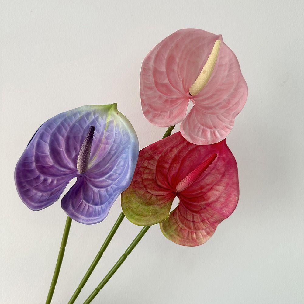 Soft Rubber Artificial Small Anthurium 60cm Simulation Plant Creative Fake Flower  DIY Accessories