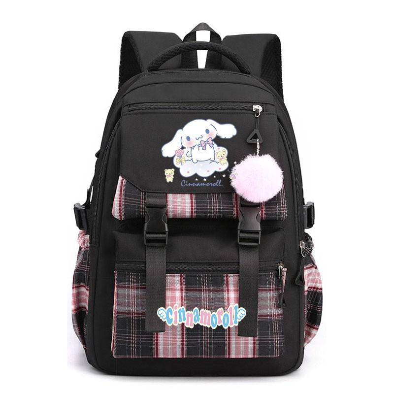 Cinnamoroll Kids School Backpack Boys Girls Large Capacity 20-35L Nylon Dual Strap Bag With Arc Shoulder Straps
