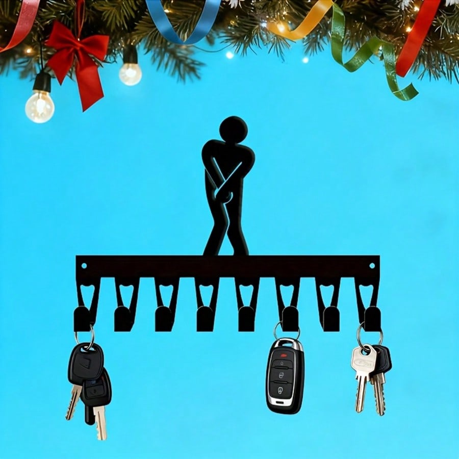 Minimalistischer Schlüsselhalter Metall Wanddeko 8 Haken Rustikales Eisen Geschenk