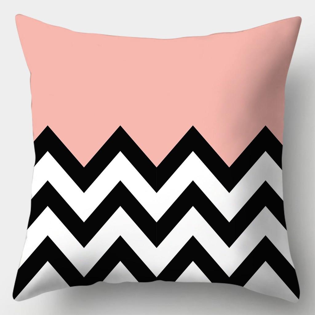 Pink Plaid Pillowcase Square Sofa Pillowcase Striped Plaid Cushion Cover