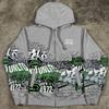 Streetwear ZipUp Hoodie Men Oversized Letter Printing Hip Hop Casual Pullover Sweatshirt