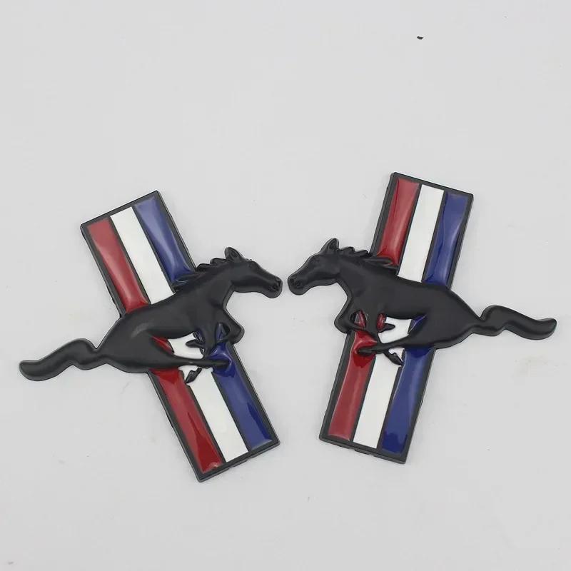1 Pair Car Fender Side Stickers Rear Emblem Badge Horse Logo for M/ustang Focus Fiesta Kuga Edge Sh/elby GT Explorer Fusion
