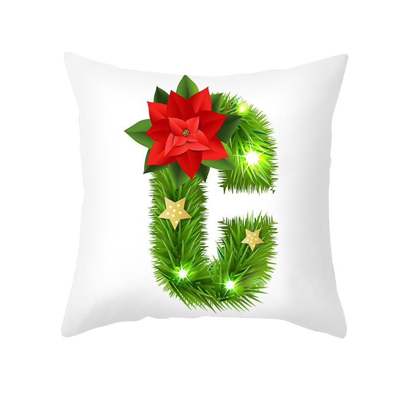 Christmas Pillow Cover Cartoon Green Letter Series Office Pillow Cover Printed Cushion Cover Cross-border