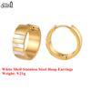 Effie Queen Edelstahl 18 Karat Gold Weiße Muschel Creolen Bankett Schmuck für Damen Geburtstage Party Jahrestag Geschenk STME06