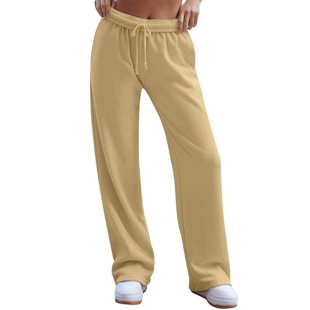 Pantalon de survêtement à jambes larges pour femmes, pantalon de survêtement ample à cordon de serrage à la mode