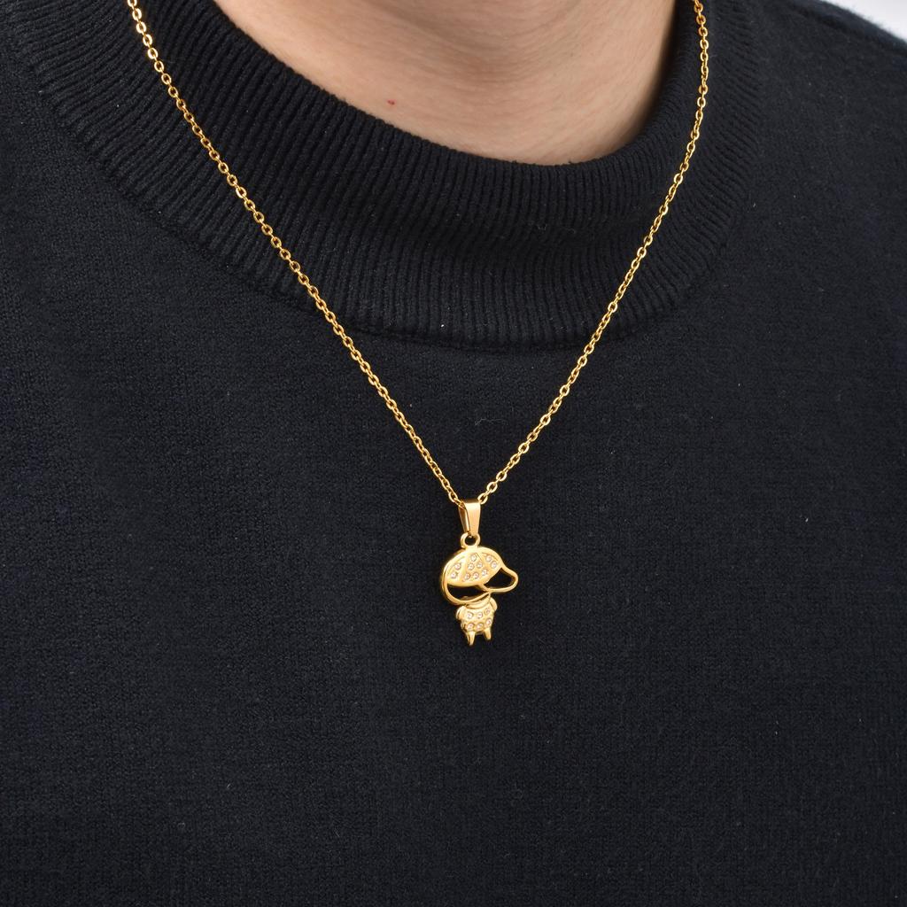 Little Boy Little Girl Necklace for Men Women Couple,Gold Color Crystal Zircon Hat Boy Pigtail Girl Sweater Chain Collar Gift
