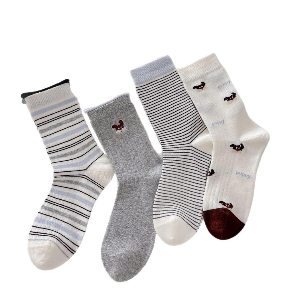 Socken Kinder Sommer Leicht Baumwolle Mittellang Ohne Naht, Atmungsaktiv und Niedlich Cartoon-Stil Frottee Socken