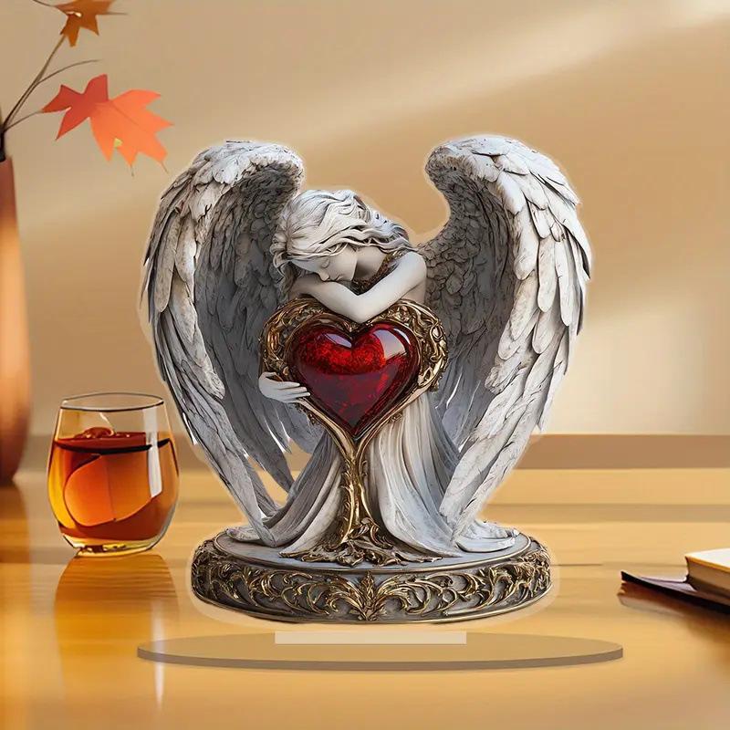 Očarujúca Akrylová Dekorácia Anjel so Srdcom - Ideálna pre Domov, Vianoce a Valentínske Darčeky