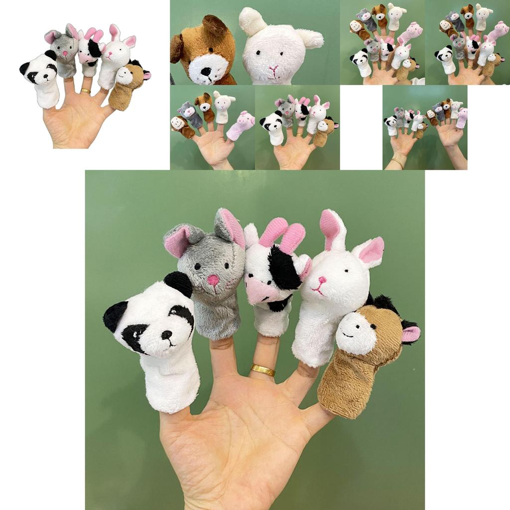 Cute Bunny Plush Finger Puppet Toy Set For Kids Soft Short Plush Fill White 9cm