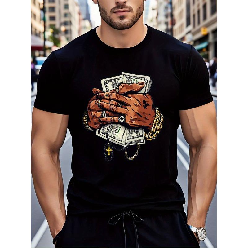 

European sizes T shirts for men big and tall Black Crew Neck Mens Graphic Breathable T Shirt Print Comfortable Fit Casual Tee 4XL чорний