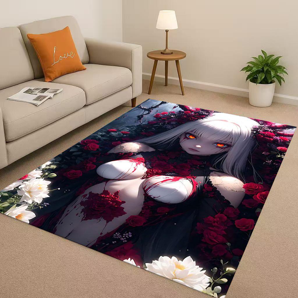 27 Style Gothic Dark Sexy Girls Cartoon Anime Characters Living Room Non-Slip Area Rug Carpet for Bedroom Playroom Sofa,Doormat