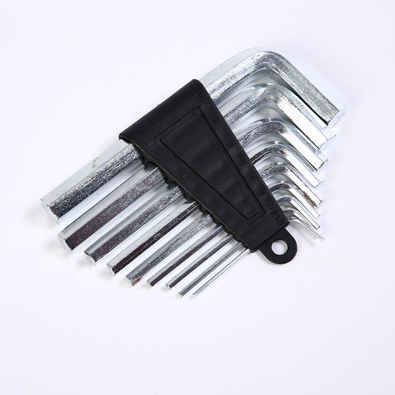 9-Piece Bright Nickel Hex Wrench Set - Flat Head Socket for Car Repair & Hardware Tools