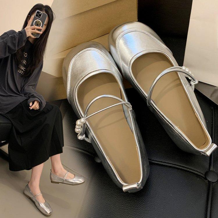 Soft Bottom Round Head Flat Mary Jane Shoes Female Summer Spring Hundred Matching Grandmother Shoes Soybean Shoes Single Shoes Female