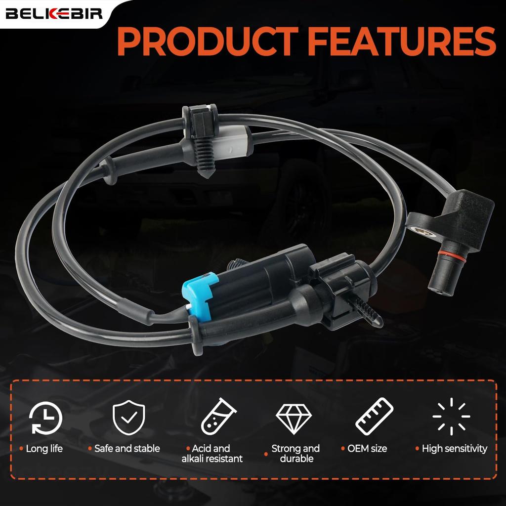 Front ABS Wheel Speed Sensor Left & Right Compatible With Chevy Avalanche Express Silverado Suburban Tahoe, GMC Savana Sierra Yukon XL, Cadillac