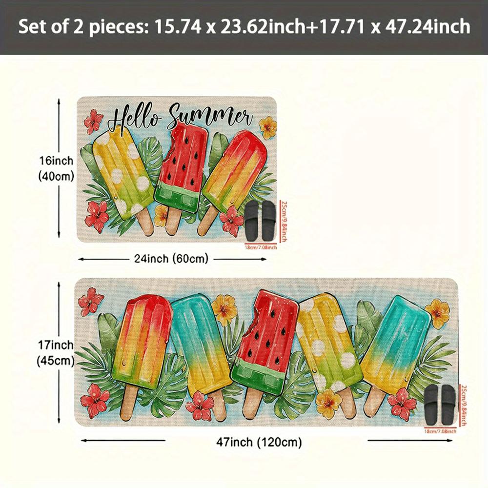 1 Stück Bodenmatte mit Landhausdekor-Muster, moderner Küchenteppich aus Polyester, rutschfest, bunt, für den Innenbereich, für Zuhause, Badezimmer, Schlafzimmer, Wohnzimmer