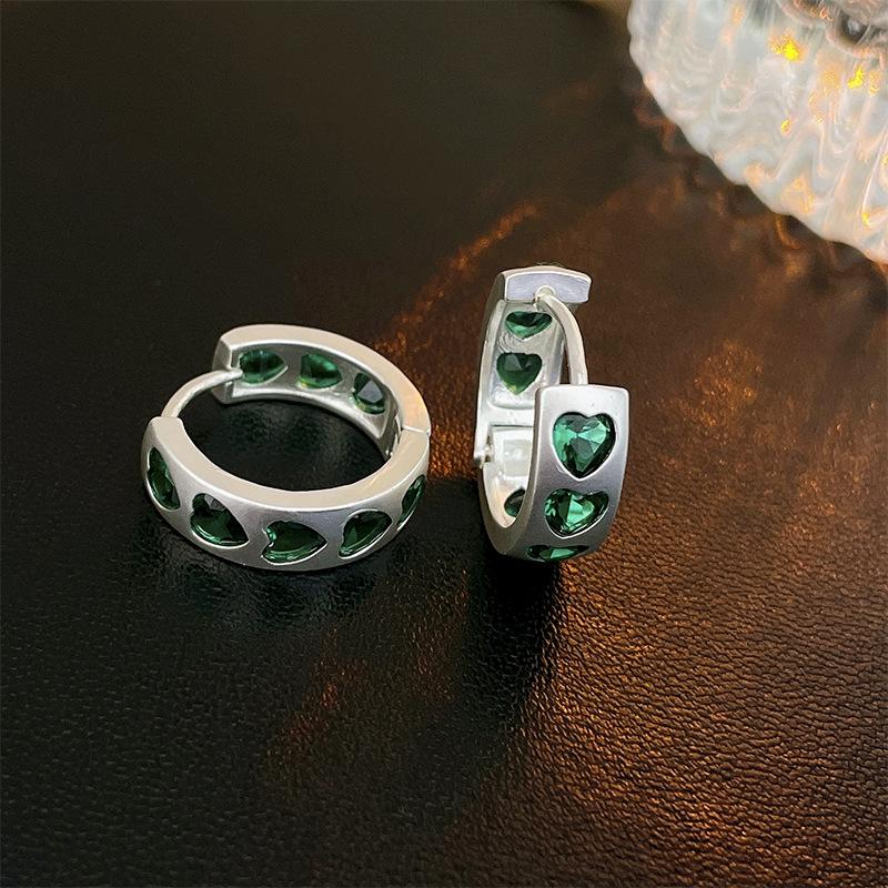 Pink Rhinestones Love Peach Heart Stud Earrings for Women Sweet Aesthetic Charm Trend Hoop Earrings Korean Fashion Jewelry New