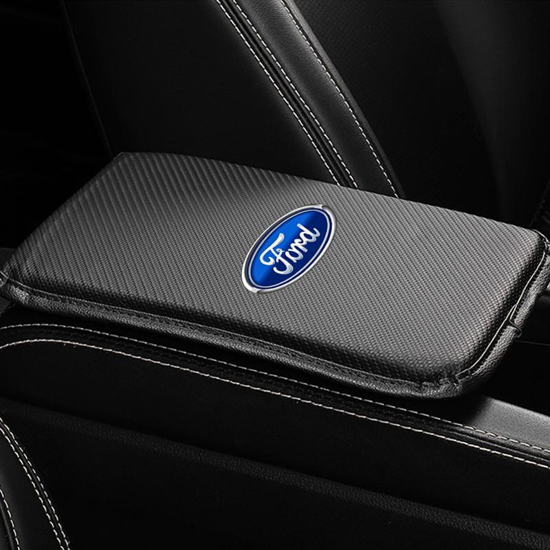 1Pcs Car Armrest Box Mats Leather Center Console Covers Styling For Ford Focus Mk2 Mk3 Fiesta Ranger Mondeo S-MAX Kuga Mustang
