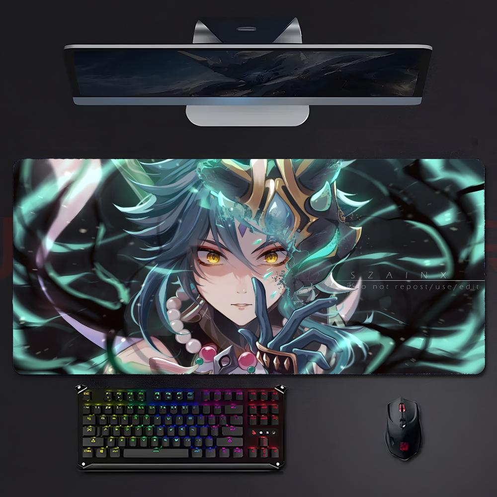 Genshin Impact Cool Xiao Mouse Pad Large Gaming Mousepad With Stitched Edges Thickened Desk Mat Pc