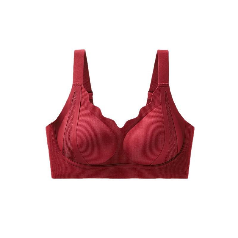 Natal Year Red Underwear Set Women's Traceless Steel Rim Closed Breasts Anti-sagging Soft Support Threaded Comfortable Bra