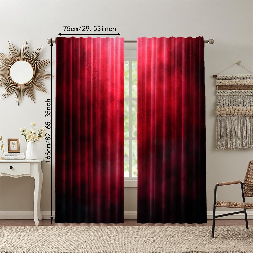 2 pcs   versatile polyester transparent curtains for home decoration Abstract Red for use in bedrooms and living rooms