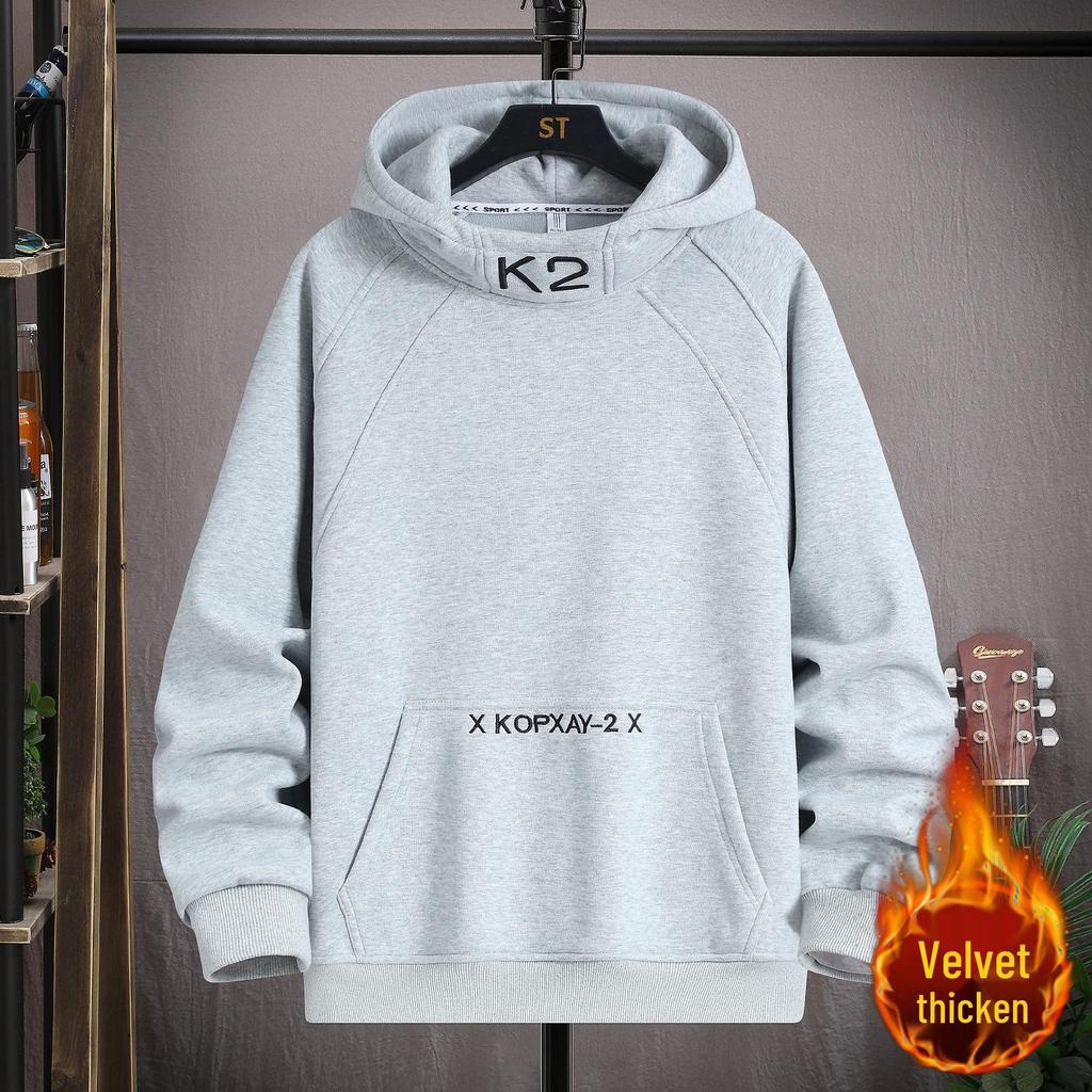 Gradient Color Block Hooded Sweatshirt for Boys, Junior High & High School Students - Plus Velvet, Thickened, Autumn/Winter Outerwear for Teens