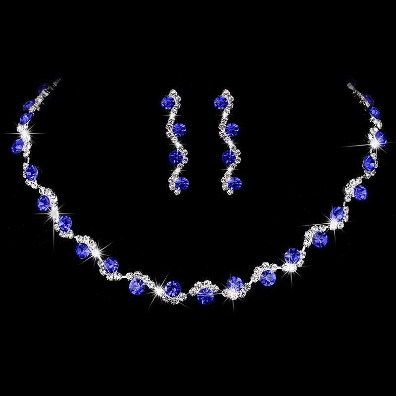 Elegant Rhinestone Set: Necklace, Earrings & Bracelet with Claw Chain Design - Multiple Styles