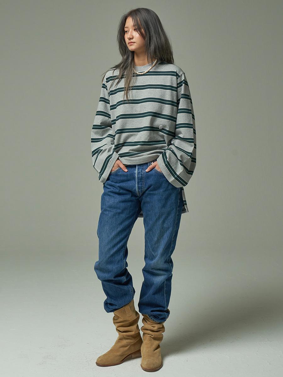 Sai Multi Stripe Long Tee Gray Gray
