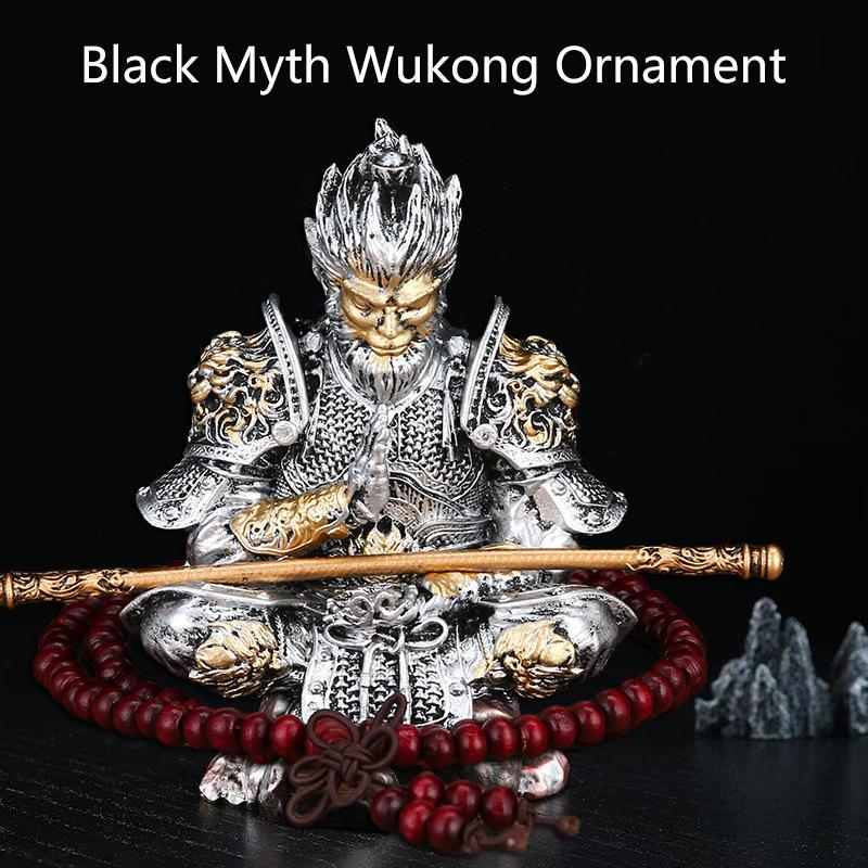 Creative Black God Sun Wukong Car Ornaments Car Center Console Decoration Car Figures Kawaii Desktop Decoration Fans Gifts