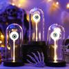 LED Clear Dome Eyeball Night Light Creepy Light-up Eyeball In Cloche with Wooden Base for Home Kitchen Tabletop Mentel Shelf Decor