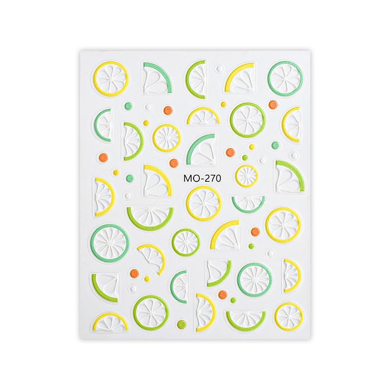 Lemon Cherry Strawberry Diy 5D Soft Embossed Relief Self Adhesive Nail Art Decorations Stickers Decal