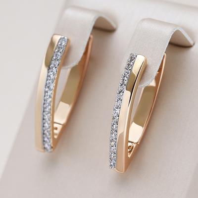 Kienl Neue Trendige Roségold und V Creolen Ohrringe Damen Vintage Hochzeit Natürlicher Zirkon Englische Ohrringe Täglicher Schmuck