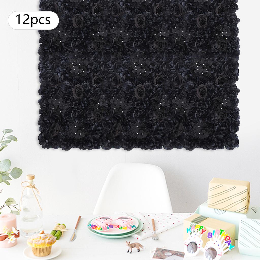 12 Pcs Artificial Flower Wall Panel, Hanging Garden Decor with Hydrangea Dahlia Rose, 23.6x15.7in Silk Free Vertical Greenery