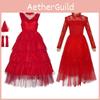 Elegant Lydia Beetlejuice Red Tulle Cosplay Dress For Halloween And Performances