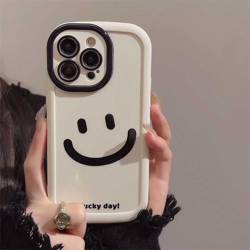 

For Apple 15promax Mobile Phone Case Puff for IPhone16 Simple Smiling Face 14plus Couple 13 Anti-fall 12 For iPhone 6s Plus