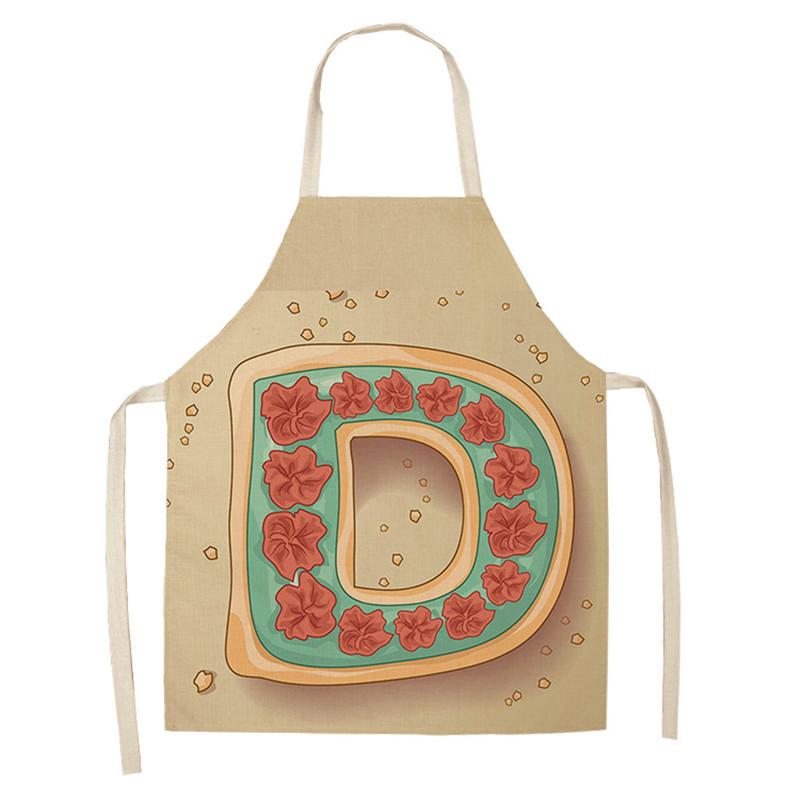 Avental de cozinha com estampa de alfabeto, avental sem mangas de linho para crianças, para cozinhar, churrasco, ferramentas de limpeza doméstica, 47x38cm, 68x55cm